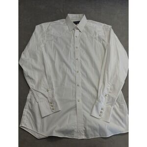 Lucchese Bootmaker Men's Size Large Western Pearl Snap Long Sleeve Shirt White